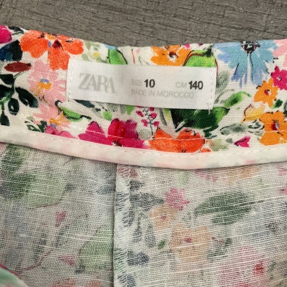 Zara Colorful floral linen girls shorts size 10 - Picture 4 of 7